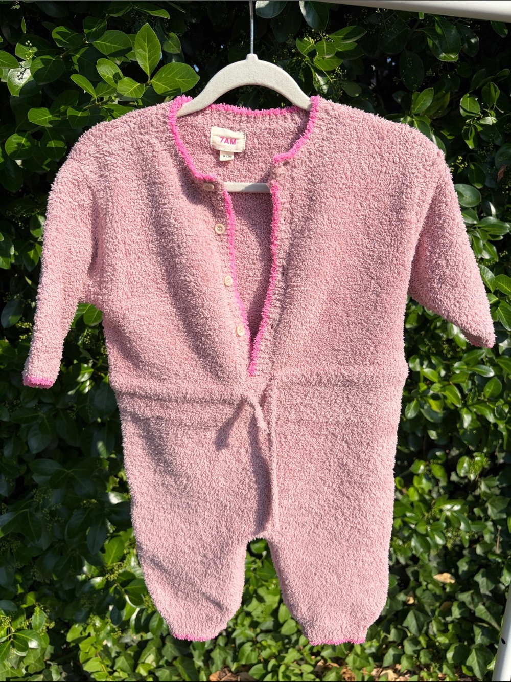 Soft Pink Kids Footed One-Piece Romper by 7AM